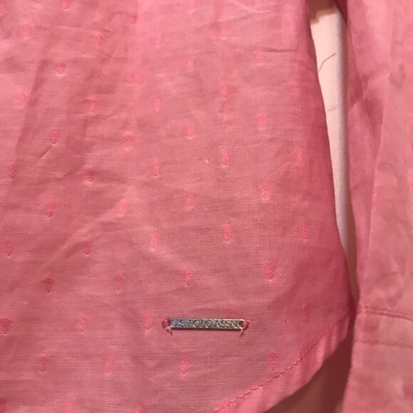 US Polo assn pink blouse women top long sleeve button up shirt size S academia - Picture 4 of 8
